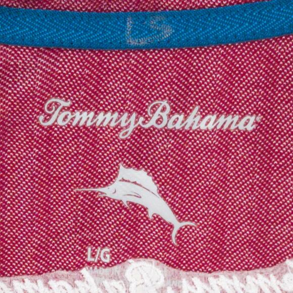 Tommy Bahama 1/4 Zip Men's Large Pima Cotton Poly Blend Bright Red White Logo - Picture 3 of 10